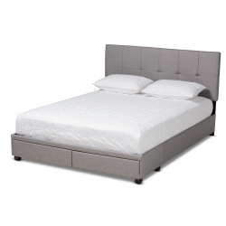 Baxton Studio Netti Light Grey Fabric Upholstered 2-Drawer King Size Platform Storage Bed